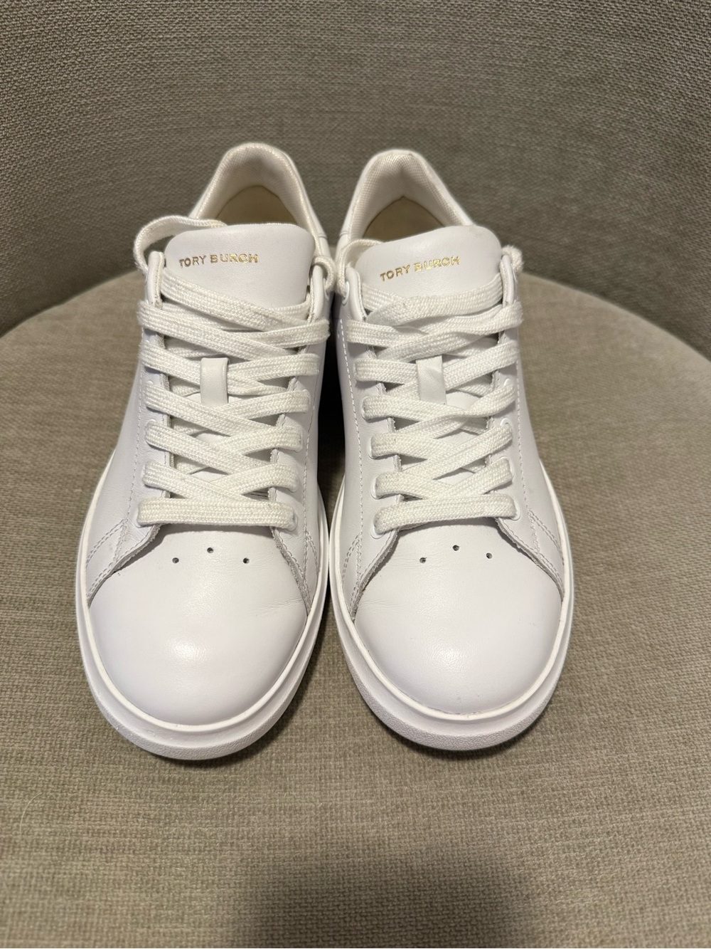 Tory Burch White Leather Low-Top Sneakers